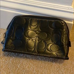 Coach black leather make up bag